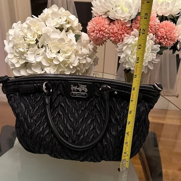 Coach Black Quilted Satchel with Braided Detail - Picture 3 of 16